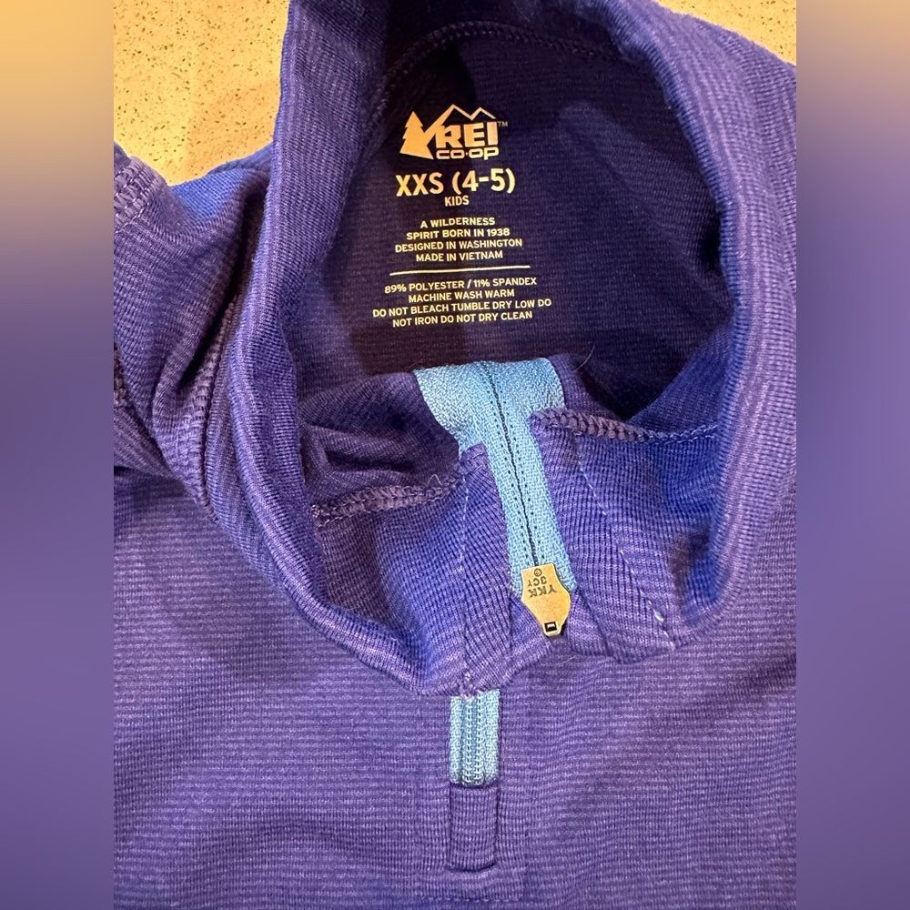 REI Co-Op Blue Quarter-Zip Long Sleeve Pullover Kids Size 4-5 XXS - Picture 4 of 4